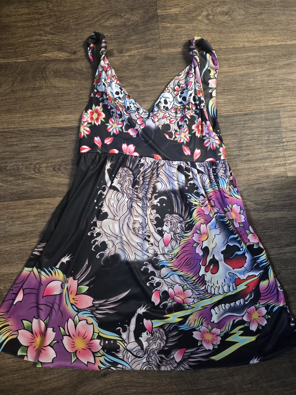 Vintage Y2K Ed Hardy by Christian Audigier Tattoo Print Mini Dress Size M